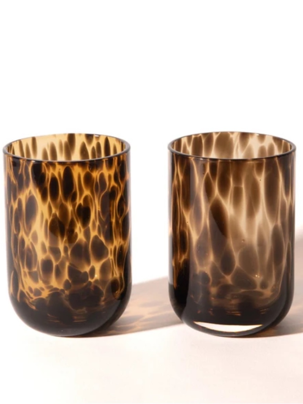 Pretti Cool Soda Lime Glasses Set of 2 Tortoiseshell Tumbler Glasses New